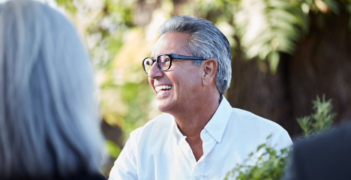 Smiling man with glasses